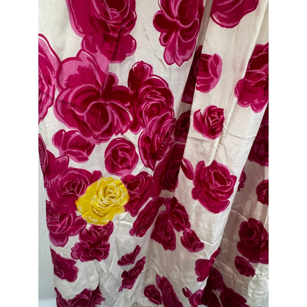 Anthropologie Moulinette Soeurs 100% Silk Magenta Rose Floral Slip Dress Sz 4 - Picture 3 of 15
